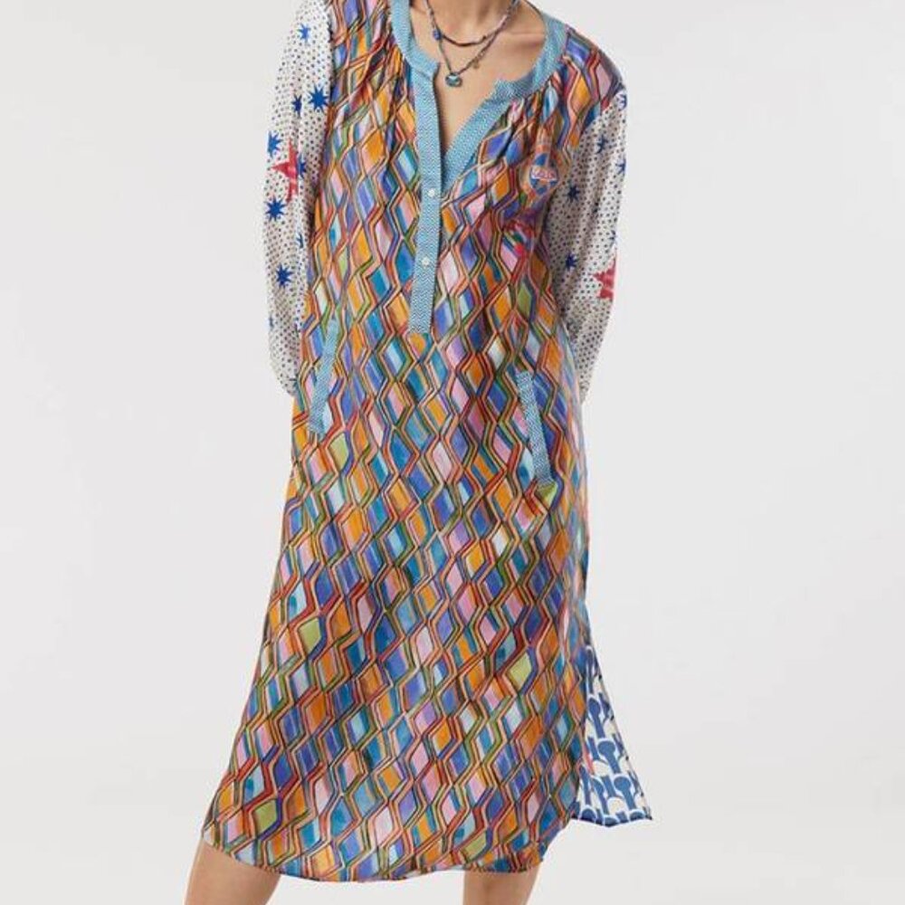 ME369 Flawed Hannah Midi Dress in Nautical Multicolor Graphic - Picture 2 of 3